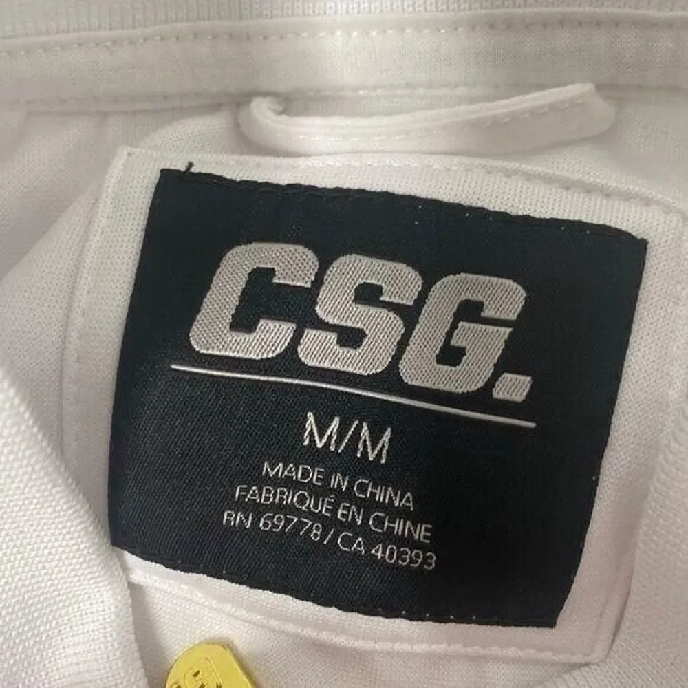 CSG Track Jacket Mens Medium White Black Full Zip Athletic Long Sleeve